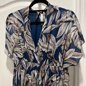 Kate & Lily Green‎ Floral Maxi Dress Women's 16W Long Sleeve Sheer Chiffon